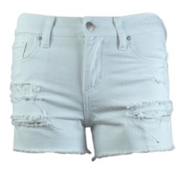 NWT $48 ELSE Distressed Destroyed Denim Shorts 2.5” Inseam Factory Cut-Off WHITE - Picture 7 of 9